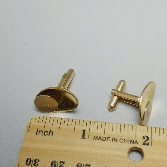 Vintage Hickok Starburst Design Yellow Gold Filled Cufflinks, Mid Century Style - Picture 6 of 8